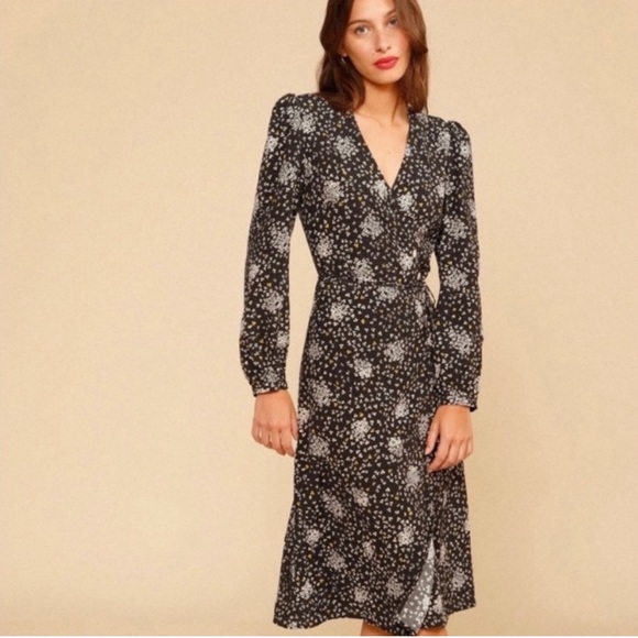 Rouje Paris Gabin dress size 36/ US 4/S long sleeve midi wrap dress - Picture 2 of 9